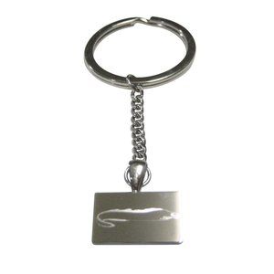 Silver Toned Rectangular Etched Moray Eel Fish Pendant Keychain
